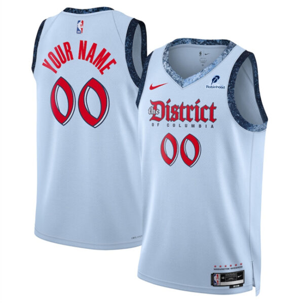 Men's Washington Wizards Active Player Custom Powder Blue 2024 25 City Edition Stitched Basketball Jersey