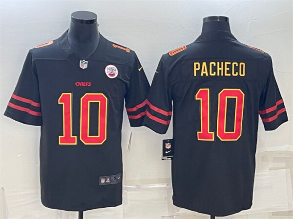 Men's Kansas City Chiefs #10 Isiah Pacheco Black Red Gold Vapor Untouchable Limited Stitched Jersey