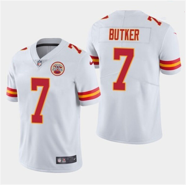 Men's Kansas City Chiefs #7 Harrison Butker White Vapor Untouchable Limited Stitched Jersey