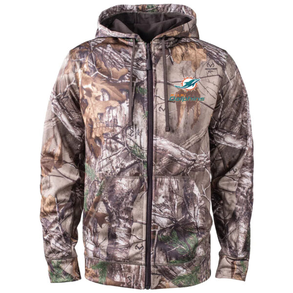 Miami Dolphins 2020 NFL Men's Realtree Camo Full-Zip Hoodie