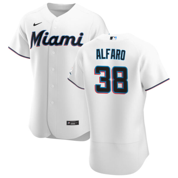 Miami Marlins #38 Jorge Alfaro Men's Nike White Home 2020 Authentic Player MLB Jersey