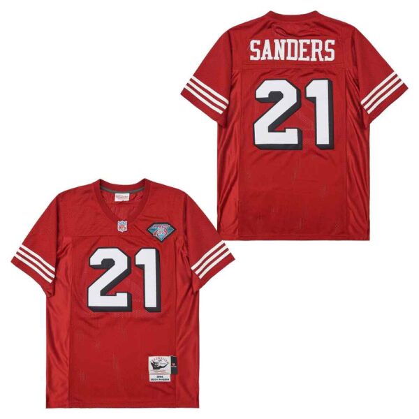 Mitchell And Ness 49ers #21 Deion Sanders Men's Throwback Stitched NFL Jerseys