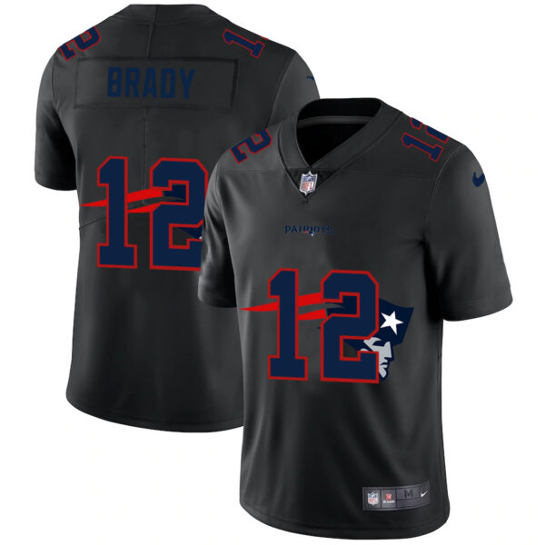 New England Patriots #12 Tom Brady Men's Nike Team Logo Dual Overlap Limited NFL Jersey Black