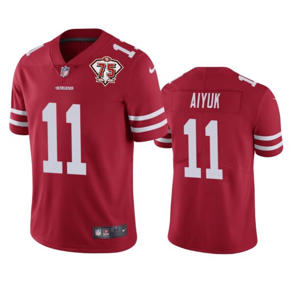 Nike 49ers #11 Brandon Aiyuk Red Men's 75th Anniversary Stitched NFL Vapor Untouchable Limited Jersey