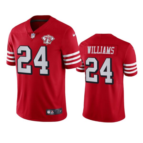 Nike 49ers #24 K'Waun Williams Red Rush Men's 75th Anniversary Stitched NFL Vapor Untouchable Limited Jersey