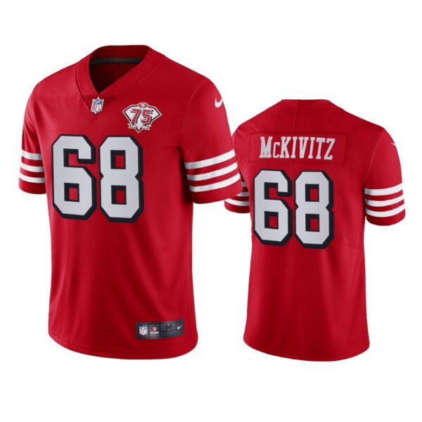 Nike 49ers #68 Colton Mckivitz Red Rush Men's 75th Anniversary Stitched NFL Vapor Untouchable Limited Jersey