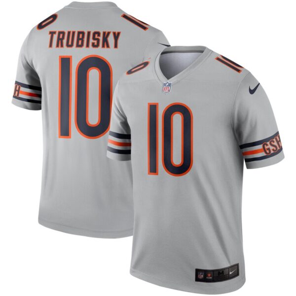 Nike Bears 10 Mitchell Trubisky Silver Inverted Legend Jersey