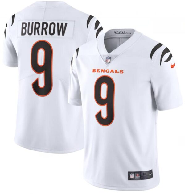 Nike Bengals 9 Joe Burrow White Vapor Limited Jersey