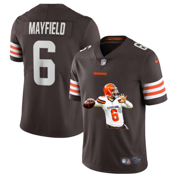 Nike Browns 6 Baker Mayfield Brown Player Name White Logo Vapor Untouchable Limited Jersey