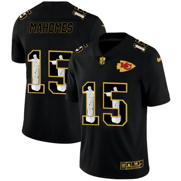 Nike Chiefs 15 Patrick Mahomes Black Jesus Faith Edition Limited Jersey