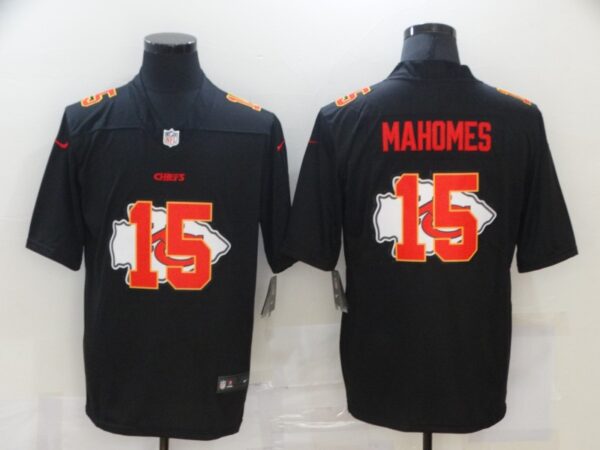 Nike Chiefs 15 Patrick Mahomes Black Shadow Logo Limited Jersey