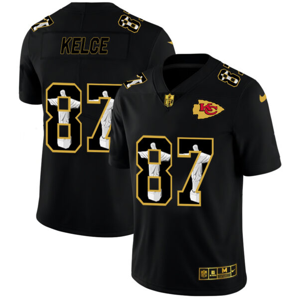 Nike Chiefs 87 Travis Kelce Black Jesus Faith Edition Limited Jersey