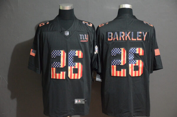 Nike Giants 26 Saquon Barkley 2019 Black Salute To Service USA Flag Fashion Limited Jersey