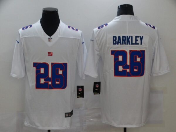 Nike Giants 26 Saquon Barkley White Shadow Logo Limited Jersey