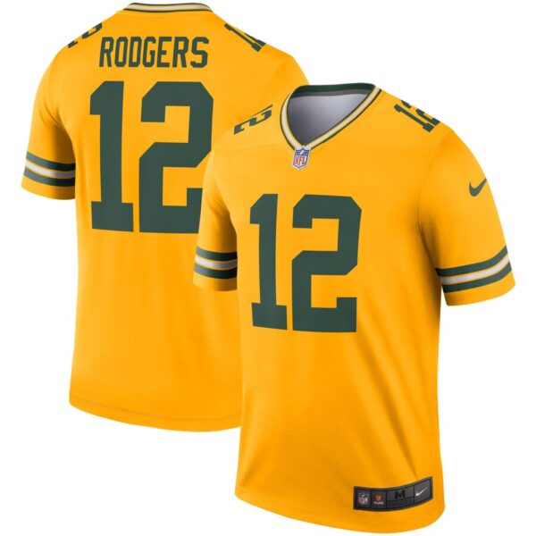 Nike Packers 12 Aaron Rodgers Gold Inverted Legend Jersey