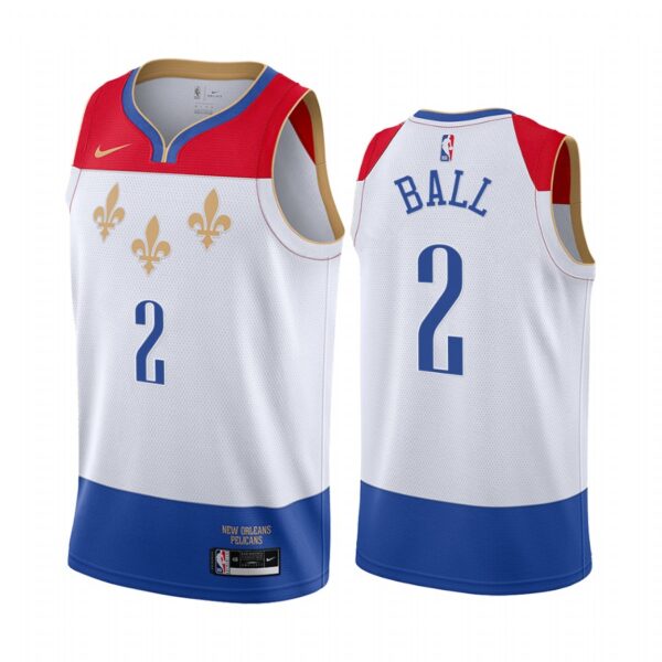 Nike Pelicans #2 Lonzo Ball White NBA Swingman 2020-21 City Edition Jersey