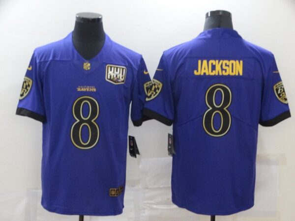 Nike Ravens 8 Lamar Jackson Purple Gold Vapor Untouchable Limited Jersey