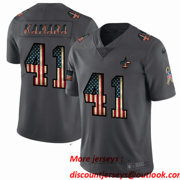 Nike Saints 41 Alvin Kamara 2019 Salute To Service USA Flag Fashion Limited Jersey