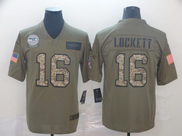 Nike Seahawks 16 Tyler Lockett 2019 Olive Camo Salute To Service Limited Jersey