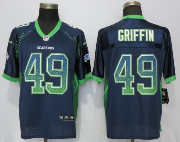 Nike Seahawks 49 Shaquill Griffin Navy Drift Fashion Elite Jersey