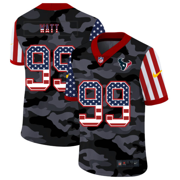 Nike Texans 99 J.J. Watt Camo 2020 USA Flag Salute To Service Limited Jersey