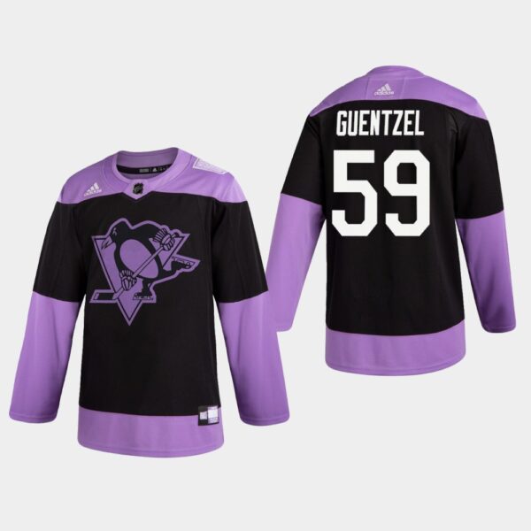 Penguins #59 Jake Guentzel Fights Cancer Practice Black Jersey