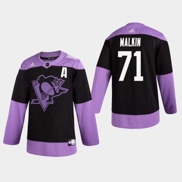 Penguins #71 Evgeni Malkin Hockey Fights Cancer Practice Black Jersey