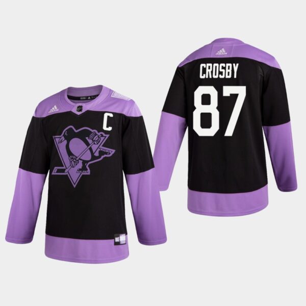 Penguins #87 Sidney Crosby Black Practice Fights Cancer Jersey