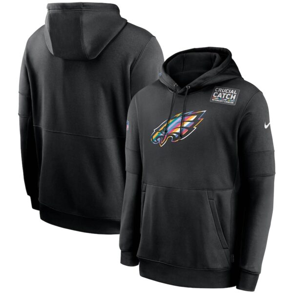 Philadelphia Eagles 2020 NFL Crucial Catch Sideline Performance Pullover Hoodie Black