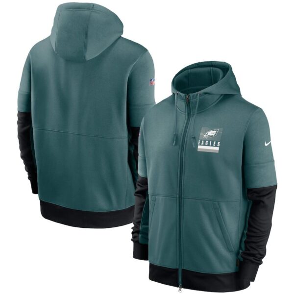 Philadelphia Eagles Nike Sideline Impact Lockup Performance Full-Zip Hoodie Midnight Green