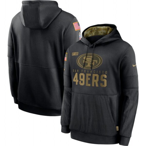 San Francisco 49ers Nike 2020 Salute to Service Sideline Performance Pullover Hoodie Black