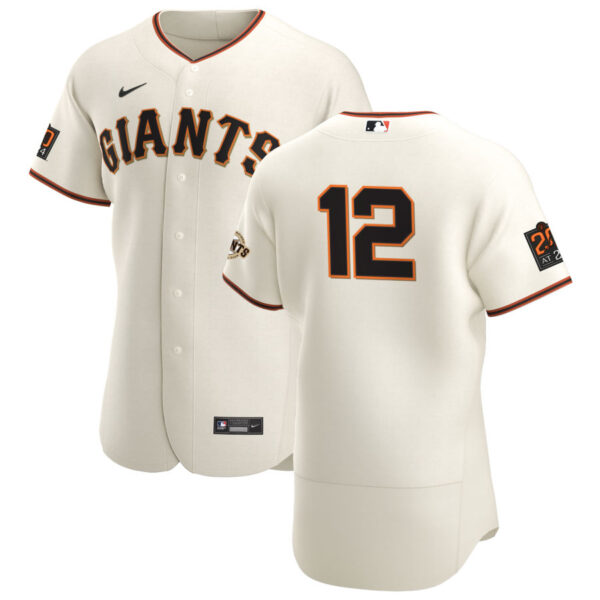 San Francisco Giants #12 Alex Dickerson Men's Nike Cream Home 2020 Authentic 20 at 24 Patch Player MLB Jersey