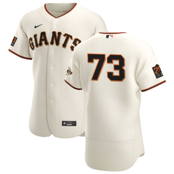 San Francisco Giants #73 Caleb Baragar Men's Nike Cream Home 2020 Authentic 20 at 24 Patch Player MLB Jersey