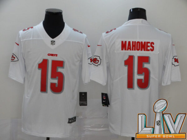 Super Bowl LV 2021 Men Kansas City Chiefs 15 Mahomes white Nike Vapor Untouchable Stitched Limited NFL Jerseys