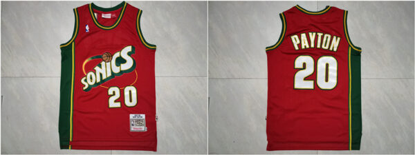 SuperSonics 20 Gary Payton Red 1997-98 Hardwood Classics Jersey