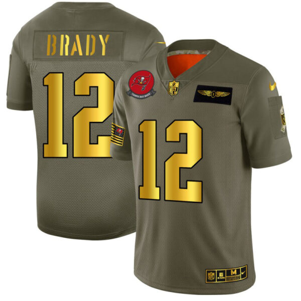 Tampa Bay Buccaneers #12 Tom Brady NFL Men's Nike Olive Gold 2019 Salute to Service Limited Jersey