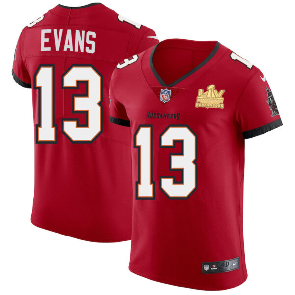 Tampa Bay Buccaneers #13 Mike Evans Men's Super Bowl LV Champions Patch Nike Red Vapor Elite Jersey