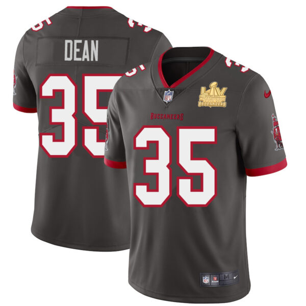 Tampa Bay Buccaneers #35 Jamel Dean Men's Super Bowl LV Champions Patch Nike Pewter Alternate Vapor Limited Jersey