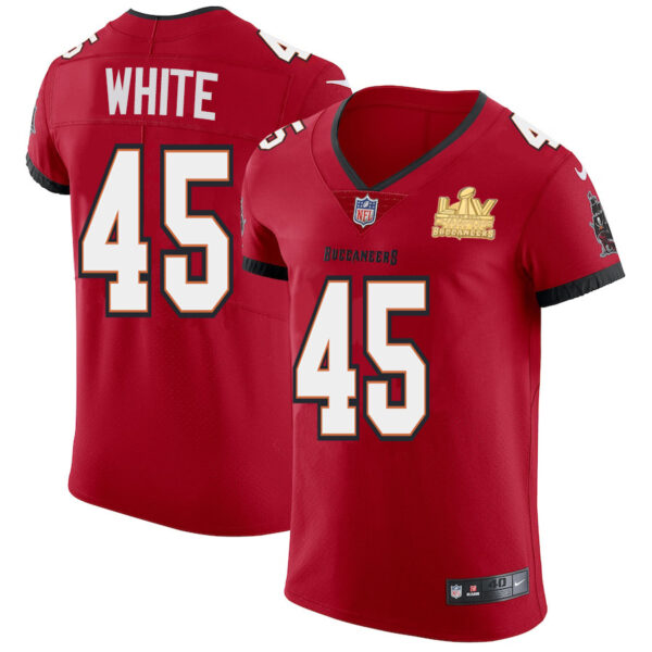 Tampa Bay Buccaneers #45 Devin White Men's Super Bowl LV Champions Patch Nike Red Vapor Elite Jersey