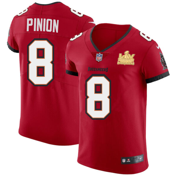 Tampa Bay Buccaneers #8 Bradley Pinion Men's Super Bowl LV Champions Patch Nike Red Vapor Elite Jersey