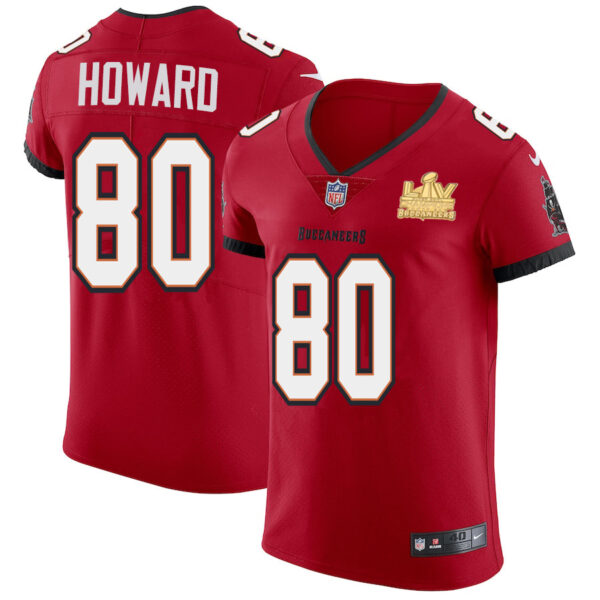 Tampa Bay Buccaneers #80 O. J. Howard Men's Super Bowl LV Champions Patch Nike Red Vapor Elite Jersey