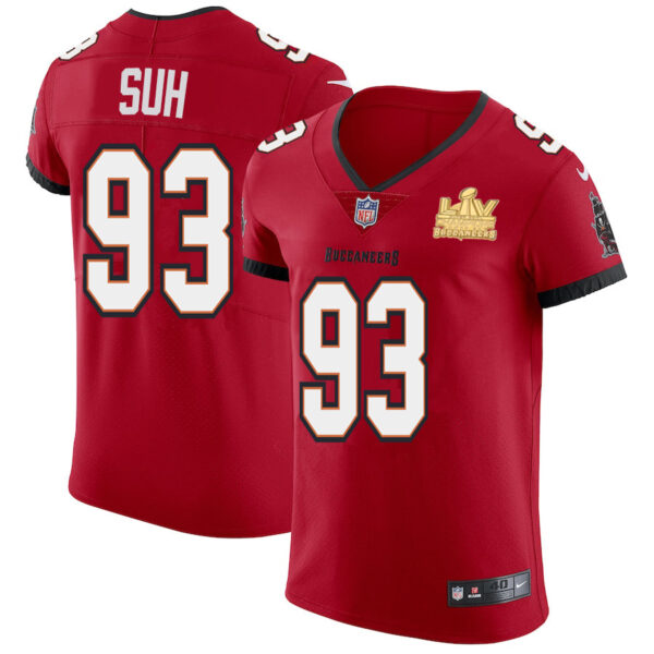 Tampa Bay Buccaneers #93 Ndamukong Suh Men's Super Bowl LV Champions Patch Nike Red Vapor Elite Jersey