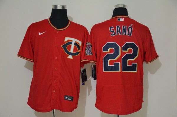 Twins 22 Miguel Sano Red 2020 Nike Cool Base Jersey