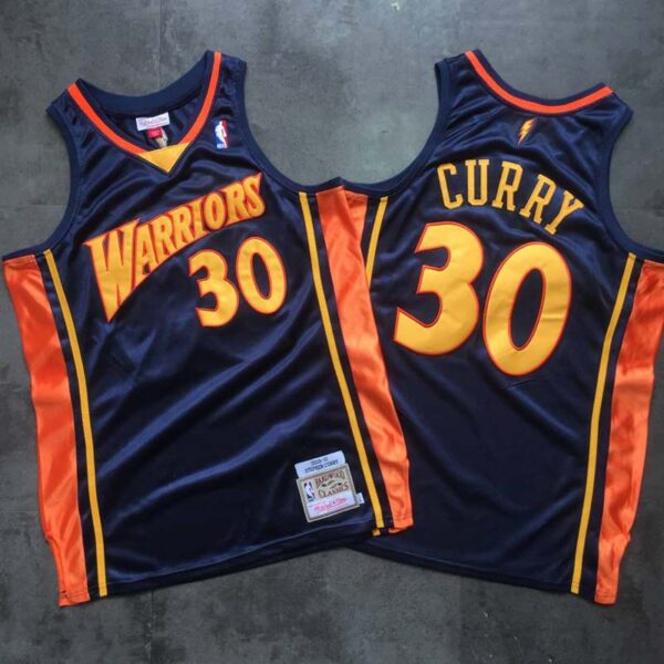 Warriors 30 Stephen Curry Navy 2009-10 Hardwood Classics Jersey