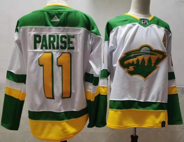 Wild 11 Zach Parise White 2020-21 Reverse Retro Adidas Jersey