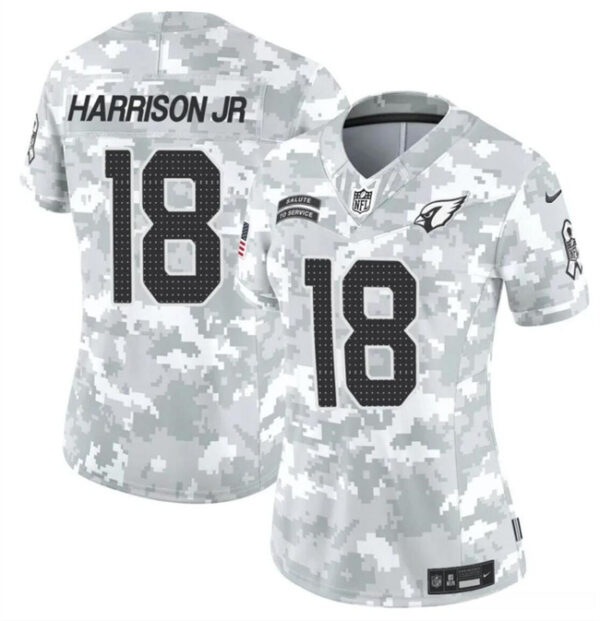 Women's Arizona Cardinals #18 Marvin Harrison Jr. 2024 F.U.S.E Arctic Camo Salute To Service Limited Stitched Football Jersey(Run Small)