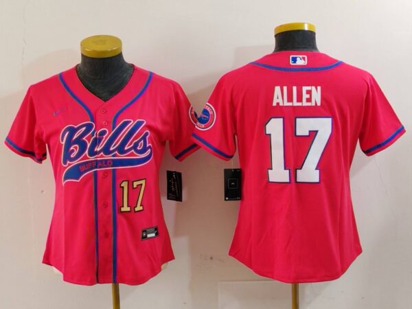 Women's Buffalo Bills #17 Josh Allen Red Cool Base Stitched Baseball Jersey