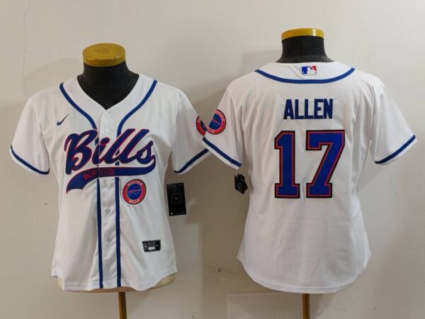 Women's Buffalo Bills #17 Josh Allen White Cool Base Stitched Baseball Jerseys