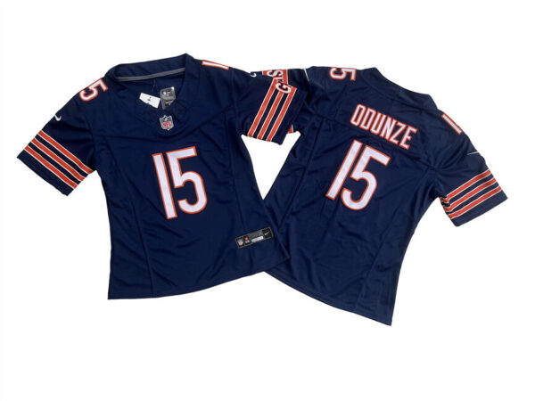 Women's Chicago Bears #15 Rome Odunze Navy 2024 F.U.S.E Draft Vapor Stitched Jersey(Run Small)