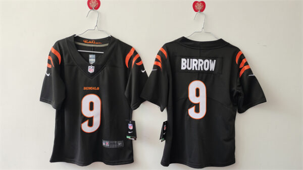 Women's Cincinnati Bengals #9 Joe Burrow Black Vapor Stitched Football Jersey(Run Small)